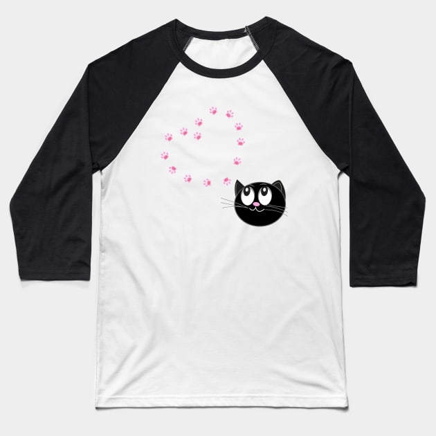 Cute black cat with hearts Baseball T-Shirt by GULSENGUNEL